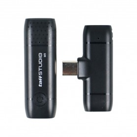 TaffSTUDIO Wireless Lavalier Lapel Microphone System Podcast Live USB Type C - M9 - Black