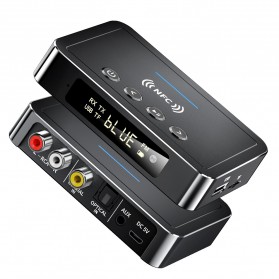 VIKEFON Bluetooth 5.0 Receiver Transmitter Adapter FM Coaxial AUX Optical NFC - M6 - Black