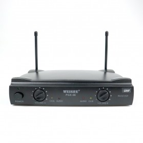 WEISRE Microphone Karaoke Dual Channel Handheld Wireless UHF - PGX-58 - Black - 2