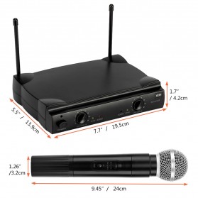 WEISRE Microphone Karaoke Dual Channel Handheld Wireless UHF - PGX-58 - Black - 6