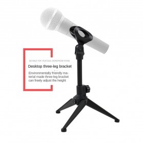 Dawndesslo Stand Mikrofon Desktop Microphone Holder Adjustable Height - L4 - Black