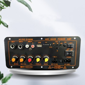 Kejian Amplifier Board Audio Bluetooth USB FM Radio TF Player DIY 100W - D100W - Black