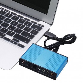 Kebidumei Sound Card External 5.1 Suround USB untuk Laptop/PC - CM6206 - Blue