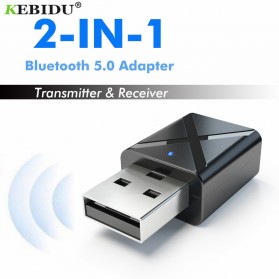KEBIDU 2 in 1 USB Dongle HiFi Audio Bluetooth Transmitter & Receiver - KN320 - Black