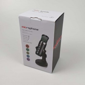 LEORY Microphone Condenser USB Mikrofon Kondensor Studio RGB Light - JD-950 - Black - 9