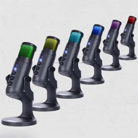 LEORY Microphone Condenser USB Mikrofon Kondensor Studio RGB Light - JD-950 - Black - 5