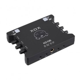XOX Audio Interface USB External Soundcard Live Boardcast Microphone Headset - KS108 - Black - 2