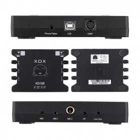 XOX Audio Interface USB External Soundcard Live Boardcast Microphone Headset - KS108 - Black - 5