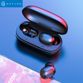 Aksesoris Earphone & Headphone - Haylou Earphone TWS Bluetooth 5.0 Fingerprint Touch with Charging Case - GT1 - Black