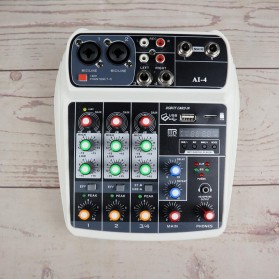Muslady Professional Compact Mixing Console Mixer 4 Channel Phantom Power 48V - AI-4 - White