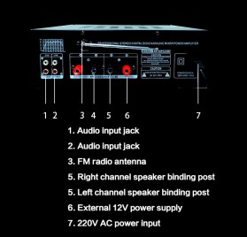 Sunbuck Bluetooth EQ Audio Amplifier Karaoke Home Theater FM Radio 2x200W - TAV-MP325BT - Black - 5