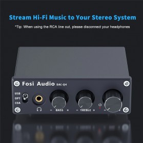 Fosi Audio Mini USB Amplifier HiFi Stereo Gaming DAC & Headphone - DAC-Q4 - Black - 3
