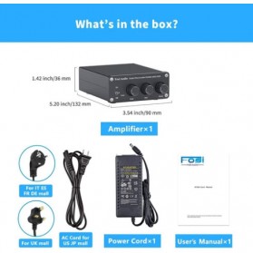 Fosi Audio Mini Amplifier 2 Ch Stereo Audio Hi-Fi Class D Integrated Amp 2x100W - TB10A - Black - 9