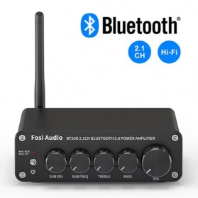 Fosi Audio Bluetooth 5.0 Amplifier 2.1 Channel with Bass and Treble Control - BT30D - Black