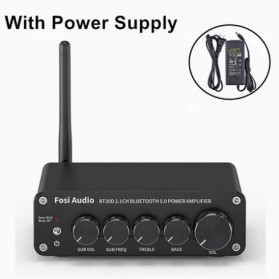 Fosi Audio Bluetooth 5.0 Amplifier 2.1 Channel with Bass and Treble Control - BT30D - Black - 6