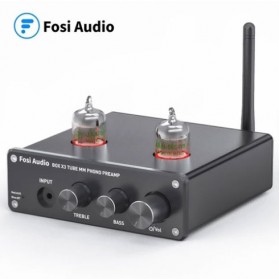 Fosi Audio Preamplifier Bluetooth Phono Preamp for Turntable Phonograph with GE5654 Vacuum Tube - Box X3 - Black - 1