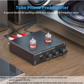 Fosi Audio Preamplifier Bluetooth Phono Preamp for Turntable Phonograph with GE5654 Vacuum Tube - Box X3 - Black - 2