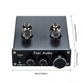 Fosi Audio Preamplifier Mini HiFi Stereo Preamp 2x6J1 Tubes - Tube-P1 - Black - 9