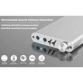 Fosi Audio Mini HiFi Stereo Headphone Amplifier Portable Gain & Bass Switch - N2 - Silver - 7