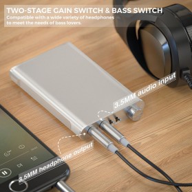 Fosi Audio Mini HiFi Stereo Headphone Amplifier Portable Gain & Bass Switch - N2 - Silver - 8