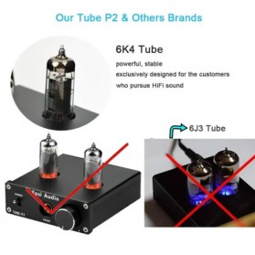 Fosi Audio Headphone Amplifier Vacuum Tube 2x6K4 - Tube - P2 - Black - 6
