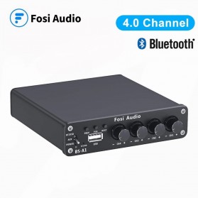 Fosi Audio Bluetooth 5.0 Amplifier 4.0 Channel Amp Class D 4x50W for Home Speaker - BS-A1 - Black