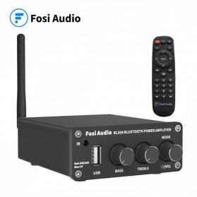 Fosi Audio Bluetooth 5.0 Amplifier 2.0 Channel Amp Receiver Class D 100W TPA3116 with Remote - BL20A - Black