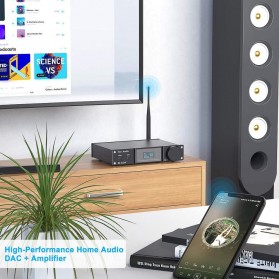 Fosi Audio Bluetooth 5.0 Amplifier 2.1 Channel Stereo Amp Receiver with Remote - DA2120C - Black - 5