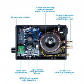 Fosi Audio Mini Amplifier Hi-Fi Class AB 2x50W - HD-A1 - Golden - 4