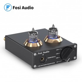 Fosi Audio Preamplifier Phono Preamp for Turntable Phonograph with 6A2 Vacuum Tube - Box X2 - Black