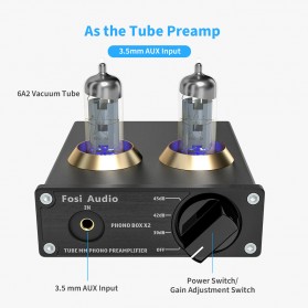 Fosi Audio Preamplifier Phono Preamp for Turntable Phonograph with 6A2 Vacuum Tube - Box X2 - Black - 4