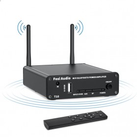 Fosi Audio WiFi & Bluetooth 5.0 Amplifier 2 CH Digital Audio Speaker with Remote - T10 - Black