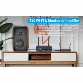 Fosi Audio WiFi & Bluetooth 5.0 Amplifier 2 CH Digital Audio Speaker with Remote - T10 - Black - 3