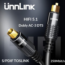 Unnlink Kabel SPDIF Toslink Audio Fiber Optic Male to Male 1 Meter - Black