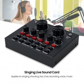 ZLIVE Bluetooth Audio USB External Soundcard Broadcast Microphone Headset - V8 - Black