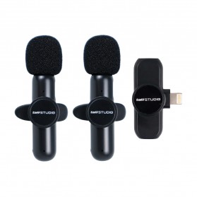 TaffSTUDIO Mikrofon Portable Wireless Lavalier Mic USB Lightning - G10 - Black - 1