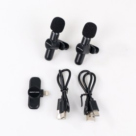 TaffSTUDIO Mikrofon Portable Wireless Lavalier Mic USB Lightning - G10 - Black - 7