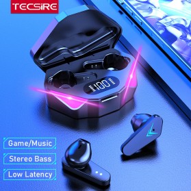 Tecsire Wireless Earphone TWS Bluetooth 5.0 with Charging Case - X15 - Black