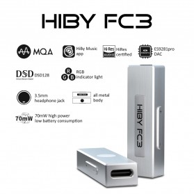 HIBY Headphone Amplifier DAC USB Type C 3.5mm HIFI DSD128 MQA - FC3 - Silver