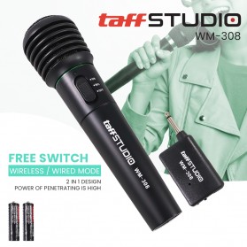 TaffSTUDIO Mikrofon Profesional 2 in 1 Wireless Wired - WM-308 - Black