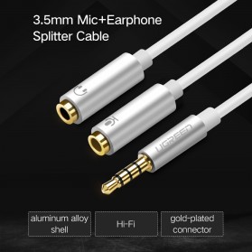 UGREEN Kabel Audio Splitter Jack 3.5mm 2 Port Earphone & Microphone - 30619 - Gray - 2