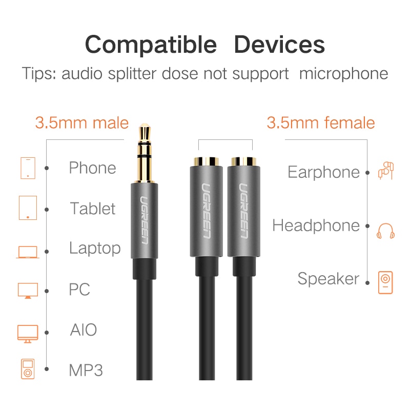 UGREEN Kabel Audio Splitter Jack AUX 3 