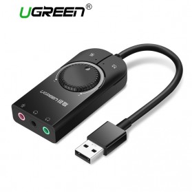 UGREEN USB Sound Card External Audio Microphone 3.5mm - 40964 - Black