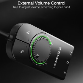 UGREEN USB Sound Card External Audio Microphone 3.5mm - 40964 - Black - 2
