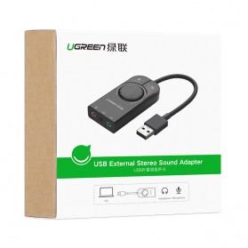 UGREEN USB Sound Card External Audio Microphone 3.5mm - 40964 - Black - 10