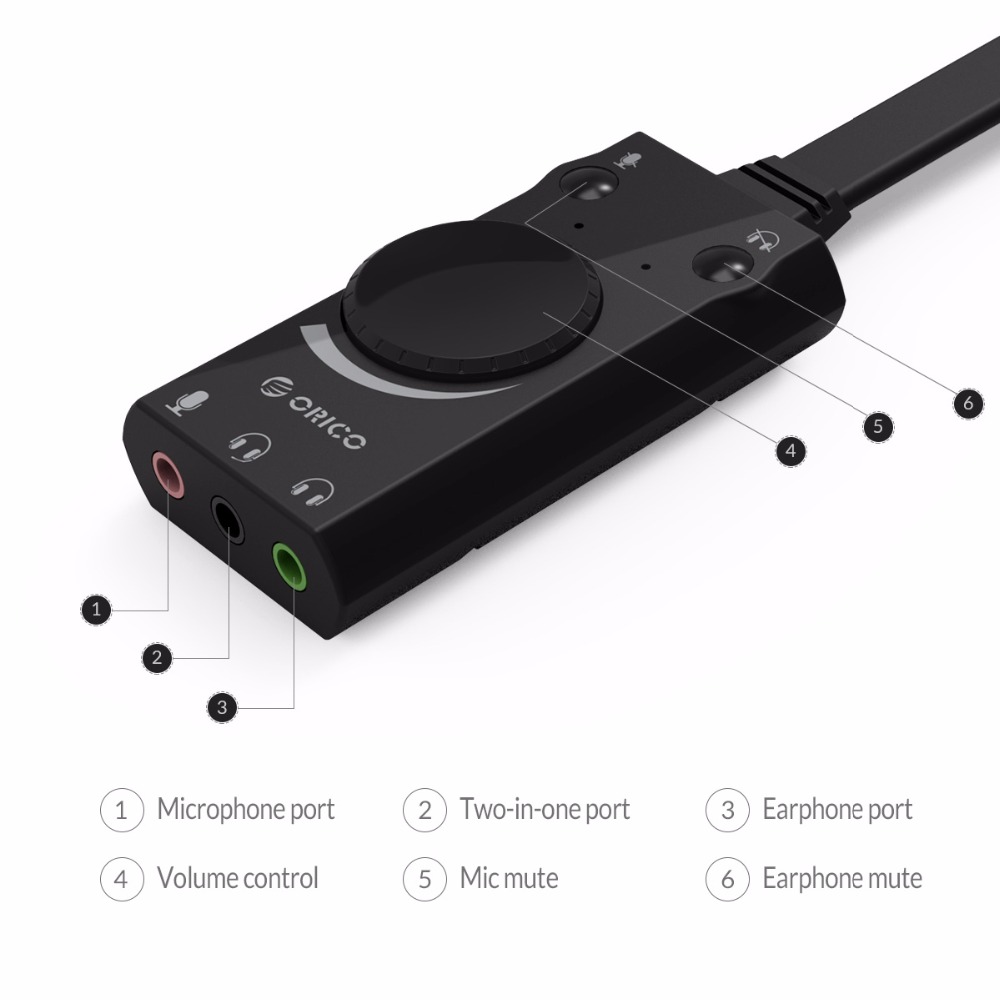 Orico External USB Sound Card with Volume Control - SC1 