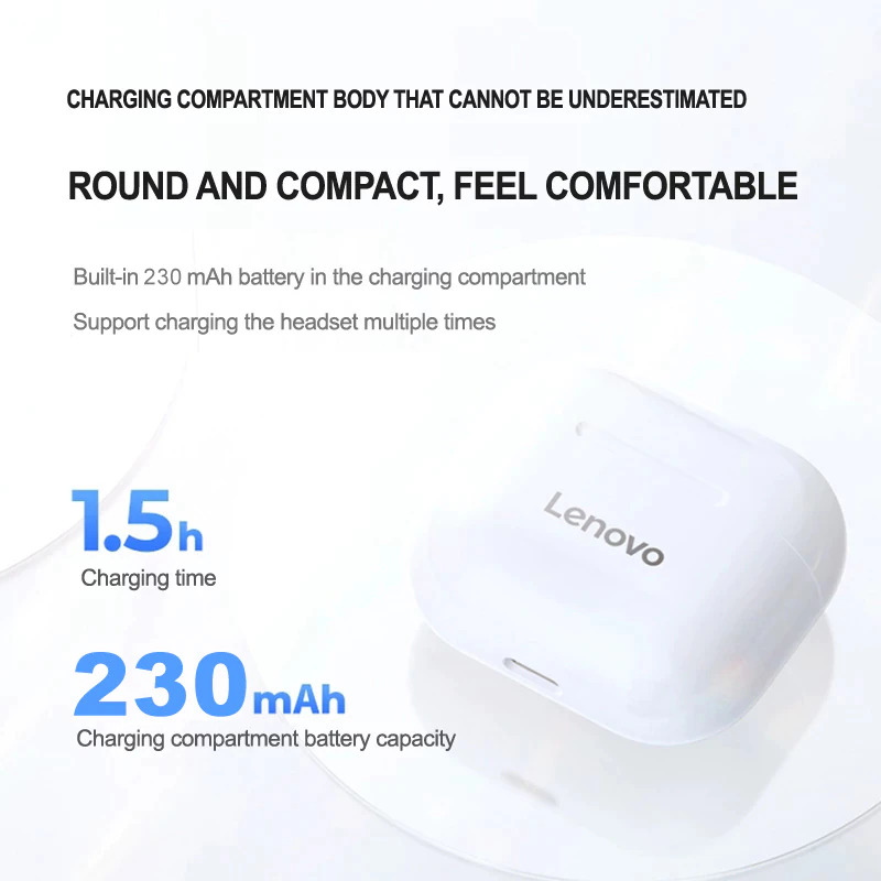 Lenovo Live Pods TWS Earphone True Wireless Bluetooth 5.0 with Charging  Dock - LP40 - White - JakartaNotebook.com