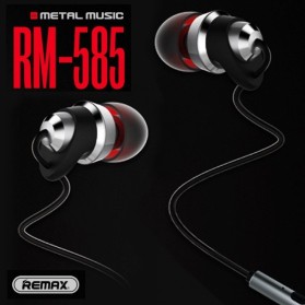 Remax Metal Music Series Earphone with Microphone - RM-585 - Black - 1