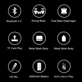Zealot S16 Bluetooth Speaker Dual Bass dengan Powerbank 4000mAh - Black - 4