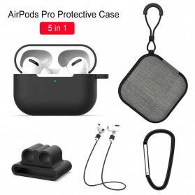 BUBM Kit 5 in 1 Case for AirPods Pro Charging Dock - Black
